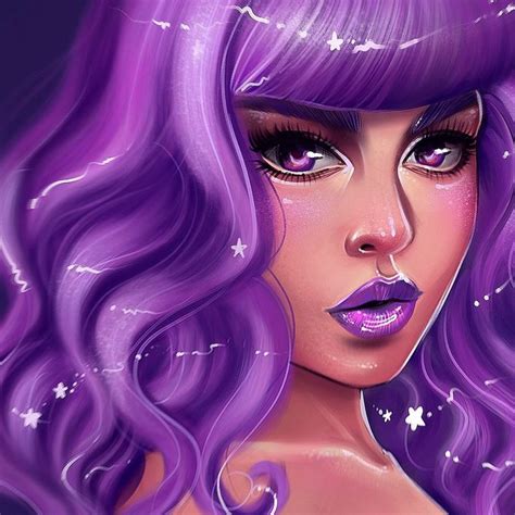 Purple Hair Drawing Inspiration Illustration Art Drawing Hair Illustration Drawings