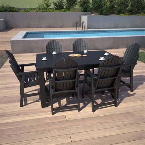 Highwood The Adirondack 7 Piece Black Bar Height Patio Set In The Patio