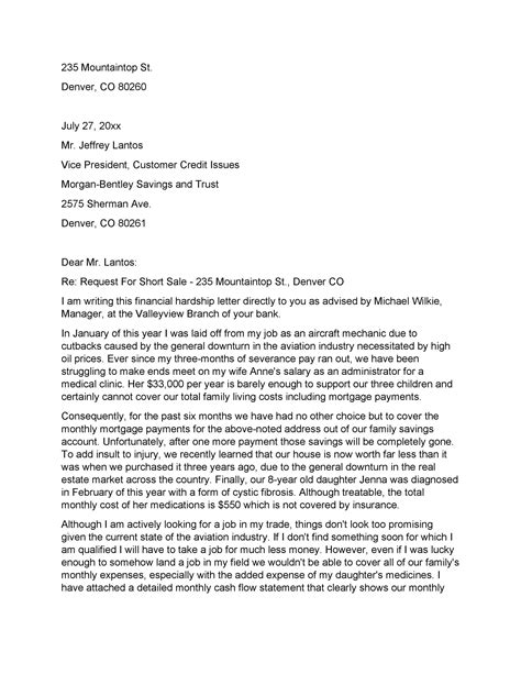 40 Sample Hardship Letter For Medical Bills Official Letter