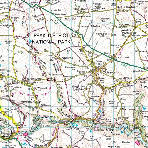 Wall Maps Peak District Uk National Park Wall Map