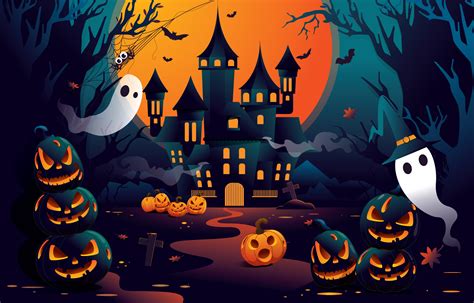 Happy Halloween From The Spooky Castle 1331268 Vector Art At Vecteezy