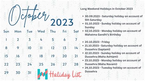October 2023 Calendar With Holidays India Holiday List India