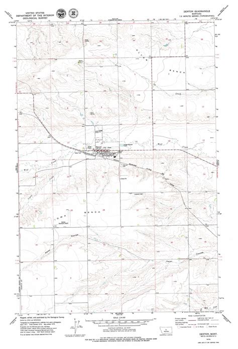 Denton Topographic Map 124000 Scale Montana