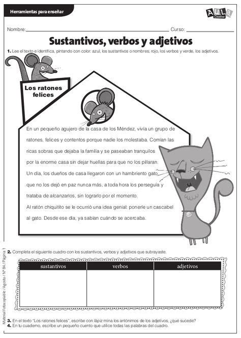 Guia Sustantivo Adjetivo Verbo Verbos Y Adjetivos Sustantivos