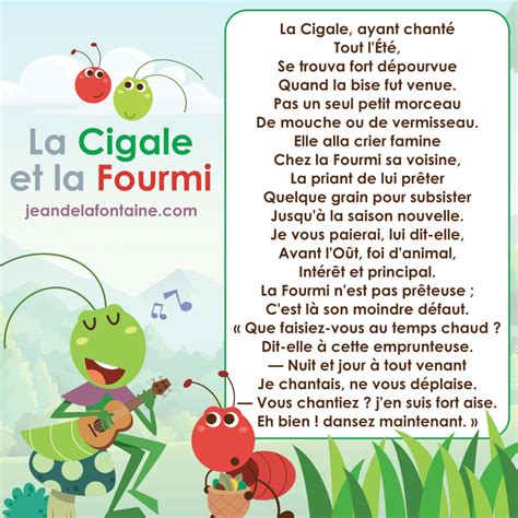 Le Cigale Et La Fourmi Fable De Jean De La Fontaine