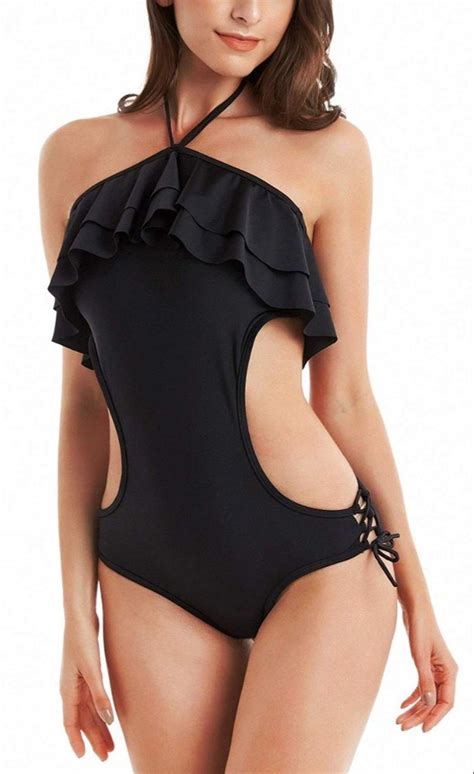 Plain Solid Black Eco Friendly Bikini Swimwear One Pcs Set At Rs Piece In Delhi