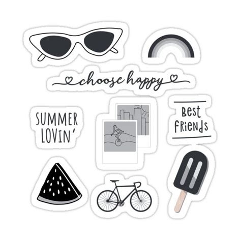 Vsco Stickers Black And White Diy Printable Stickers Black Stickers