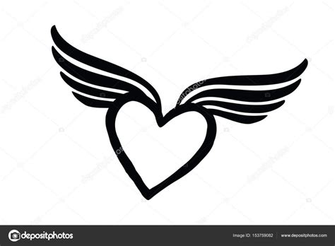 Black Heart Icon With Wings Stock Vector Image By ©yokodesign 153759082