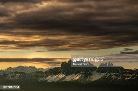 Sunrise With Dramatic Clouds Over South Tyrolean Mountain Range Sarntal