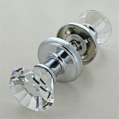 Diamond Crystal Faceted Clear Glass Mortice Door Knob By G Decor