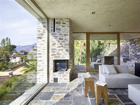 Modern Stone House With Terraced Garden Overlooking Lake