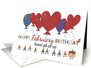 February Birthday With Heart Balloons Card 1599472