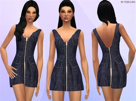 The Sims Resource Designer Denim Dress By Puresim Sims 4 Downloads