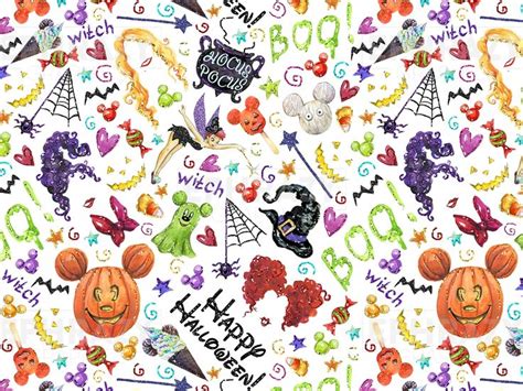 A White Background With Lots Of Halloween Decorations