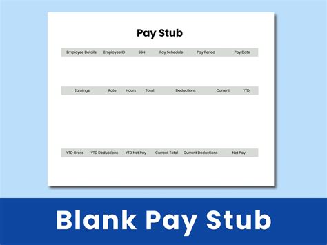Blank Pay Stub. PDF Template. Easily Printable. (Instant Download) - Etsy