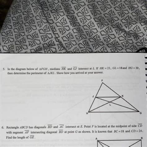 The Diagram Shows Fgh Its Medians Centroid P And The