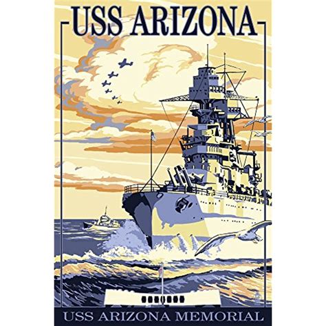 Uss Arizona Battleship Sunset Scene 12x18 Signed Print Master Art