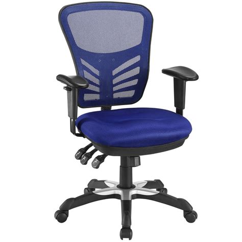 The eurosports armless chair features an iron frame combined with mesh and a foam padded seat that is very comfortable. Articulate Modern Adjustable Ergonomic Mesh Office Chair, Blue