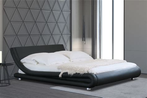 Luxury Black Modern Leather Padded Double Bed