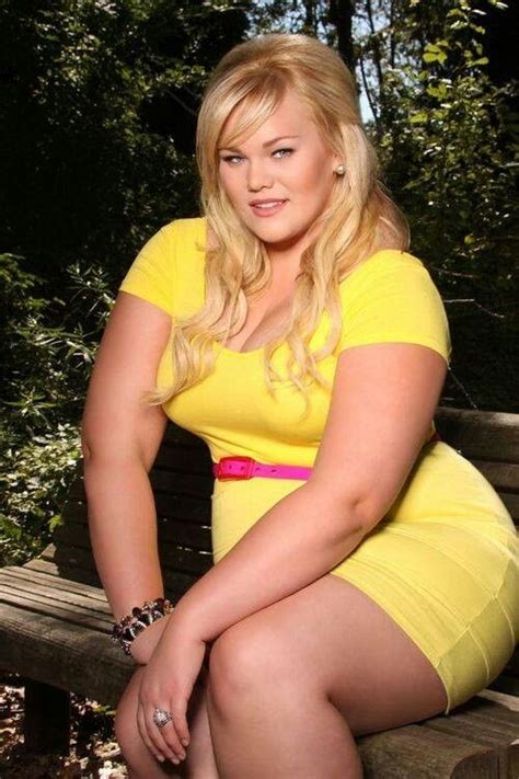 Cute Curvy Girl In Skinny Yellow Dress With Pink Belt
