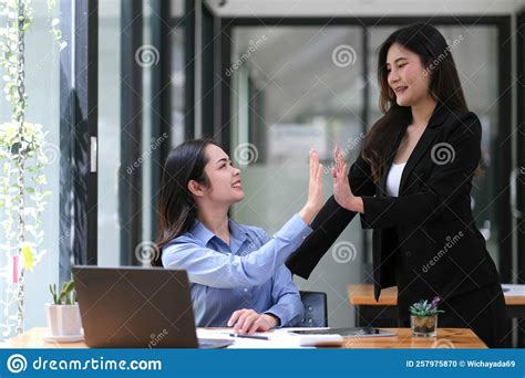 Young Asian Business Team Creative Businesspeople Coworker In Office Happy To Be Successful