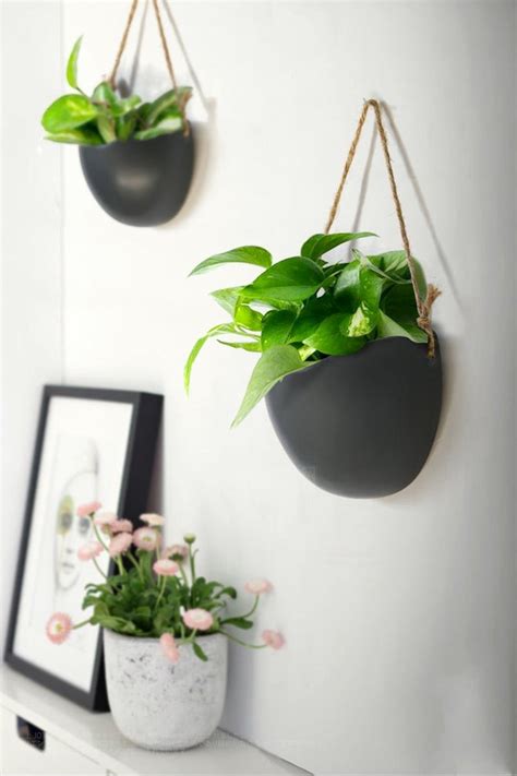Handcrafted Hanging Ceramic Wall Plantersblack Wall Hanging Etsy