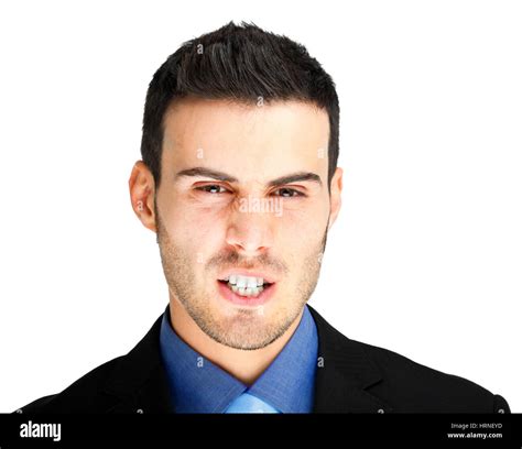 Angry Businessman On White Background Stock Photo Alamy