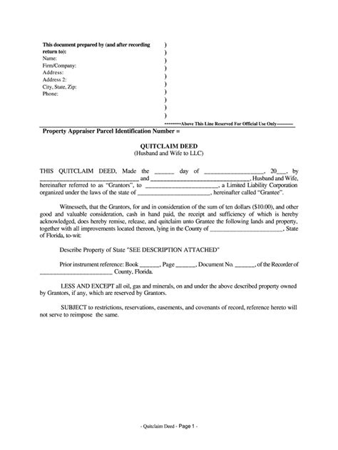 Quitclaim Deed Florida Fill And Sign Printable Template Online Us