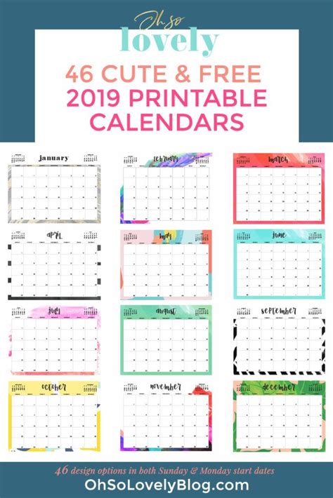 20 Free 2019 Calendar Free Download Printable Calendar Templates ️
