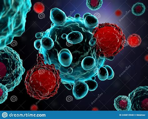 T Cells Attacking Cancer Cells Stock Illustration Illustration Of
