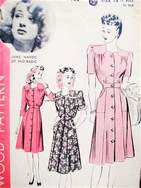 S CUTE Front Button Dress Pattern HOLLYWOOD Featuring RKO Starlet June Havoc Three