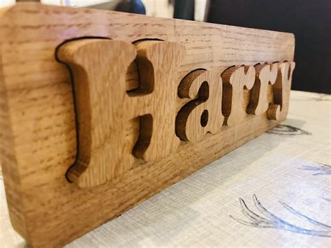 Personalised Solid Oak Wooden Name Puzzle Ashbrook Woodcraft