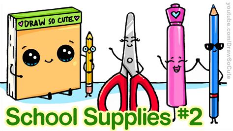 How To Draw Back To School Supplies 2 Cute And Easy Step By Step Youtube