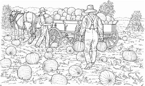 Harvesting Pumpkin At Farm Life Coloring Pages Bulk