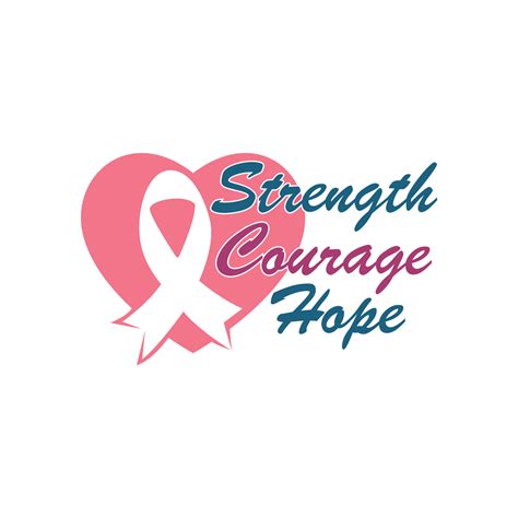 strength courage and hope fight against cancer pink ribbon breast cancer awareness symbol
