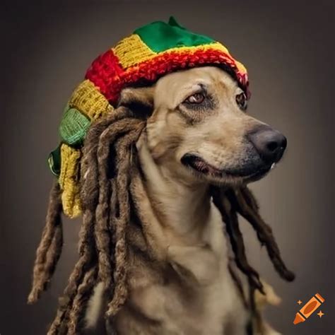 Rasta Dog With Dreadlocks Wearing A Jamaican Hat On Craiyon