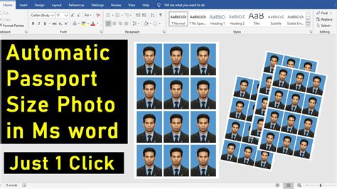 Ms Word Tutorial Just Click Make Automatic Passport Size Photo Using