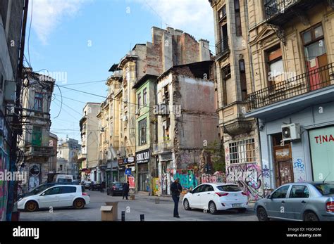The Old Town Of Bucharest A Tourist Attraction In The Centre Of