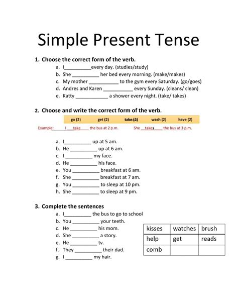 Simple Present Tense Present Simple Online Worksheet Images