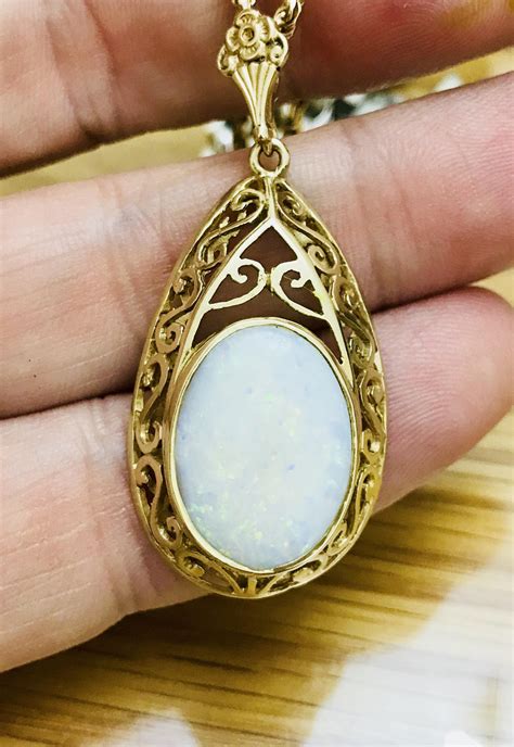 Beautiful Huge Vintage Ct Gold Opal Necklace London Reserved