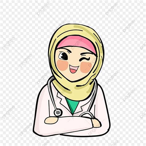 Gambar Wanita Muslim Dokter Kartun Charector Muslim Dokter Dokter Muslim Png Dan Vektor