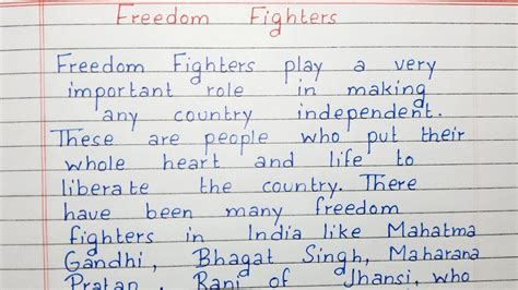 Write An Essay On Freedom Fighters Essay Writing English Youtube