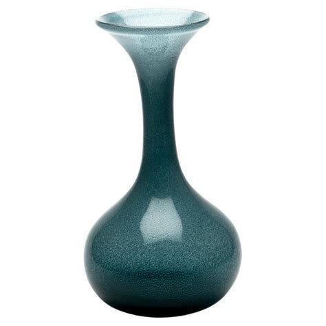 Erik Hoglund Vase Blue Grey Carbrundum Boda Glasbruk 1950s For
