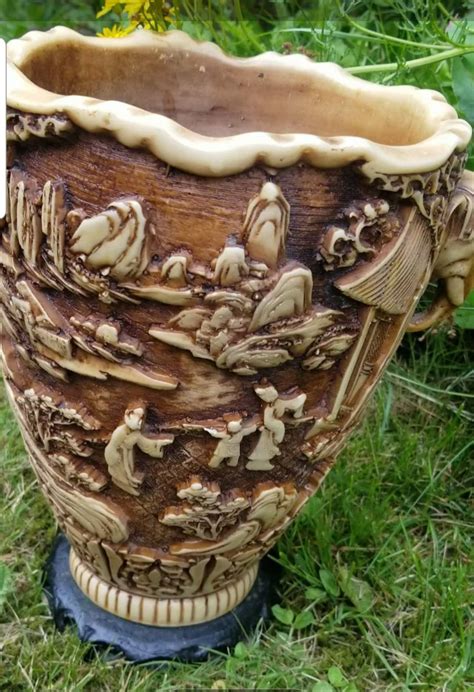 Large Carved Elephant Handle Vase Carved Alabaster Vase Style Etsy