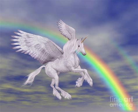Flying Unicorn And Rainbow Digital Art By Smilin Eyes Treasures