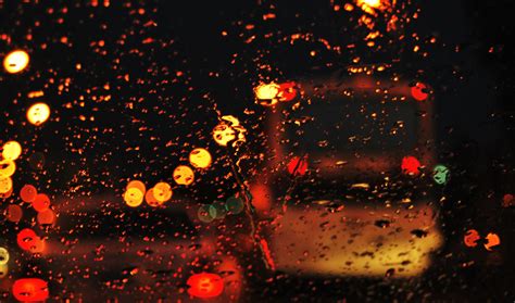 The Rain Glass Road Lights Street Evening Water City Wallpapers