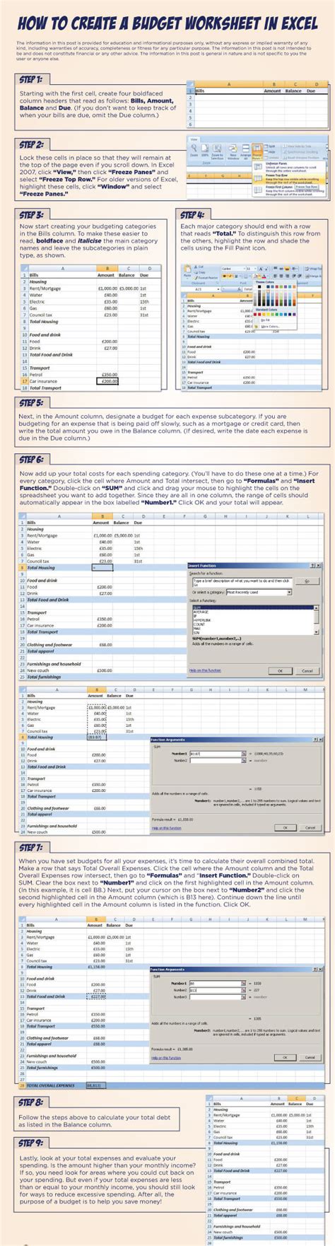 So, in cell b2 on the summary worksheet i am going to enter the following formula this tells excel to add cell b2 in any worksheet starting with first and ending with last. How to Create a Budget Worksheet in Excel