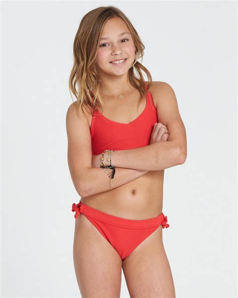 swimwear billabong girls girls line up tali set bikini set bright red