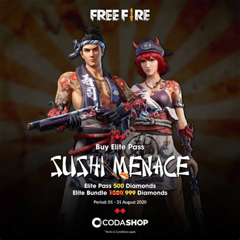 Get free diamond and elite pass for free fire. Free Fire: Season 27 Elite Pass Sushi Menace Details