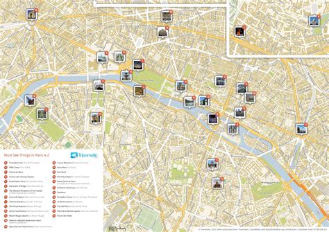 Map Of The Main Monuments Of Paris Paris Forever
